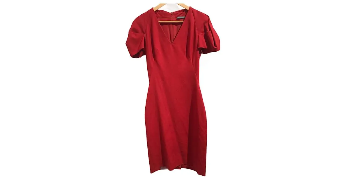 ALEXANDER MCQUEEN Vestidos T.Lana XS Internacional Roja 