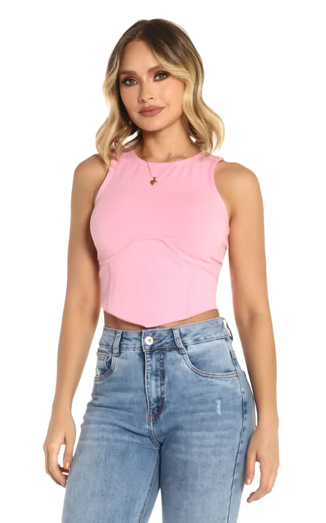 Blusa Rosada Tipo Corpiño