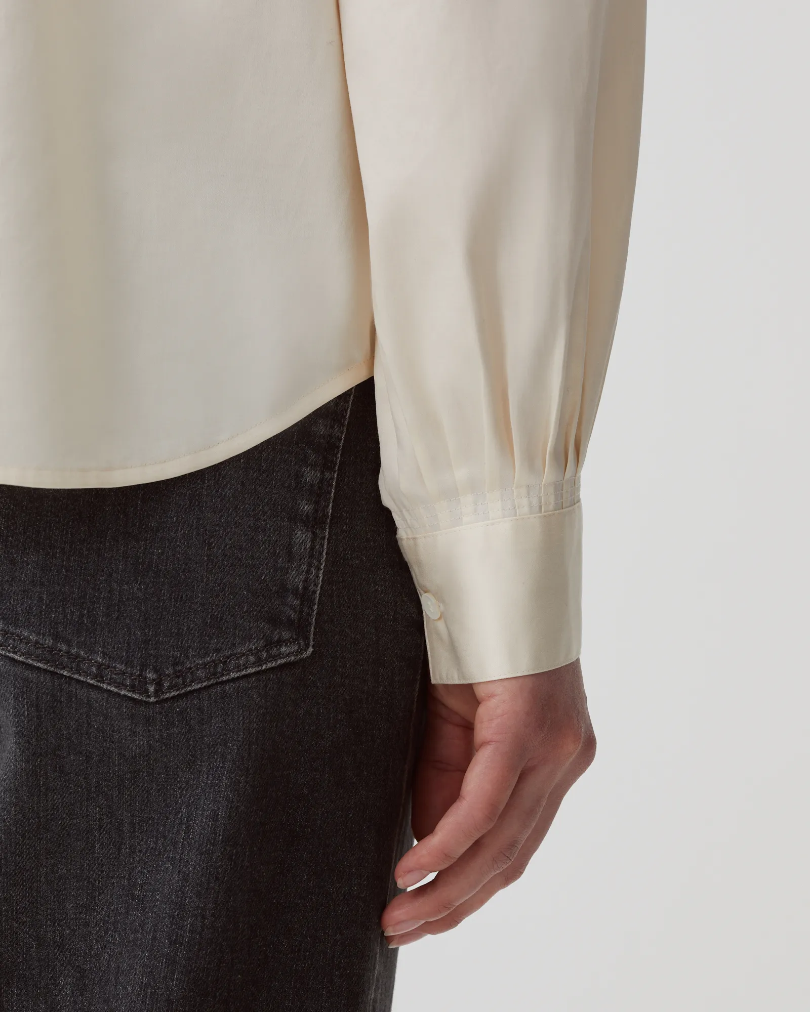 Camisa de algodón satinado pearled ivory