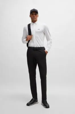 Camisa regular fit de punto de algodón resistente a las arrugas