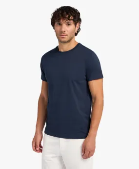 Camiseta azul de algodón con cuello redondo