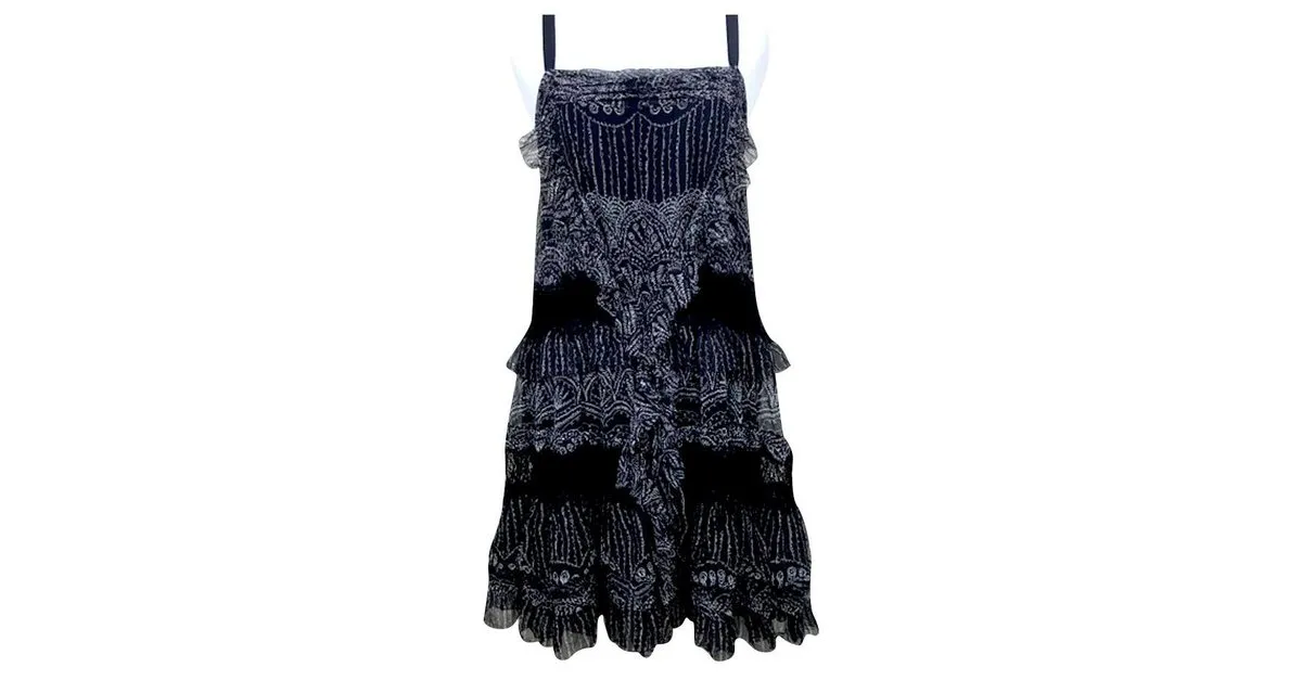 Diane Von Furstenberg Vestido de seda DvF Taleen Negro Rosa Blanco 
