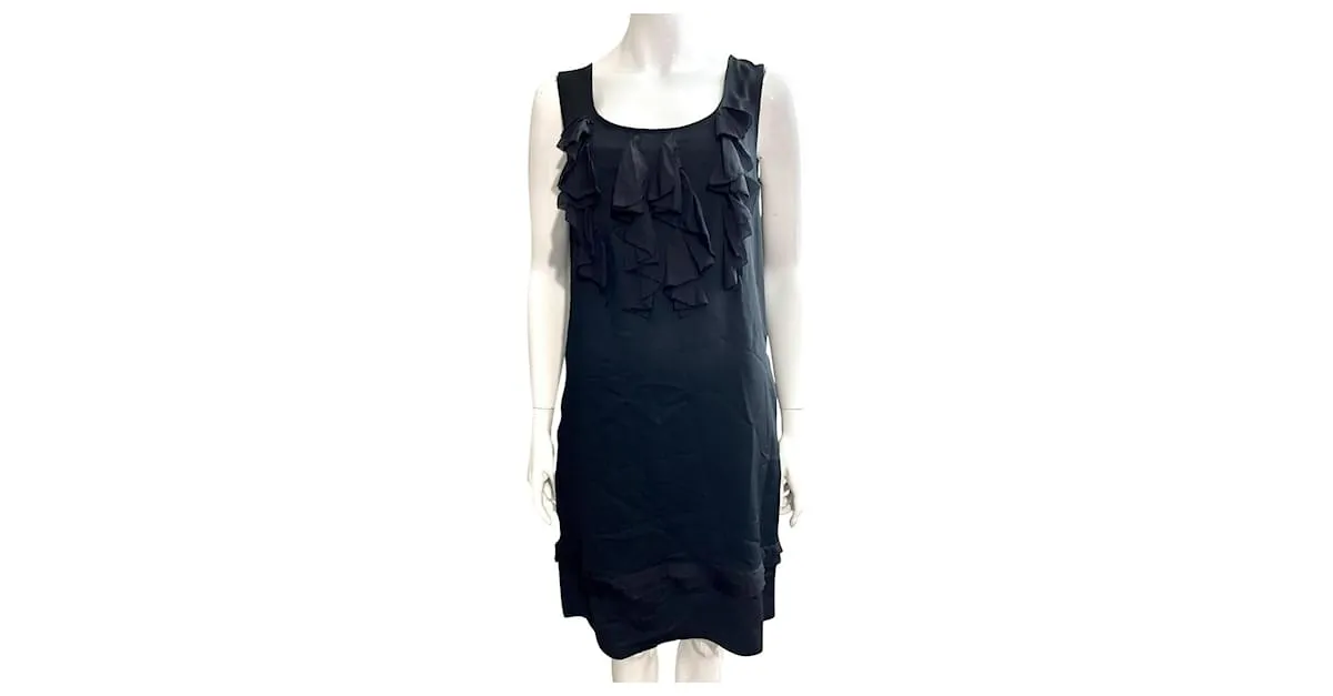 Diane Von Furstenberg Vestido recto de DvFDemeta con fichou de seda Negro 