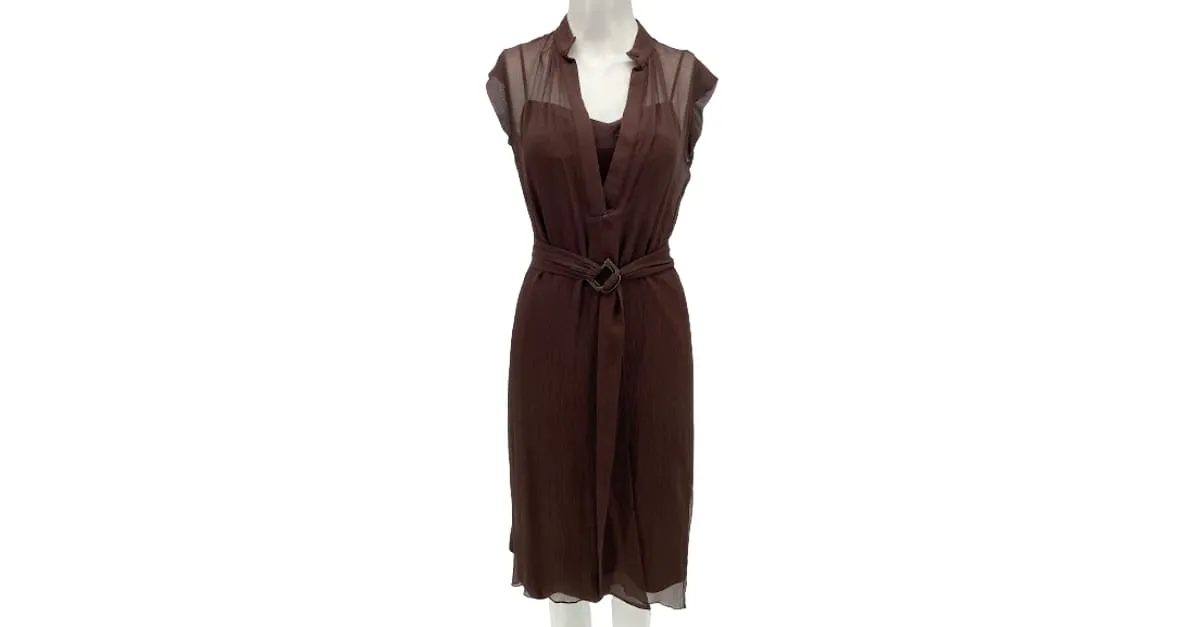 DIANE VON FURSTENBERG Vestidos T.US 6 Seda Castaño 