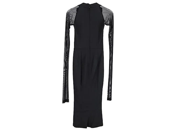 Dolce & Gabbana Vestido ajustado con mangas transparentes en viscosa negra Negro 