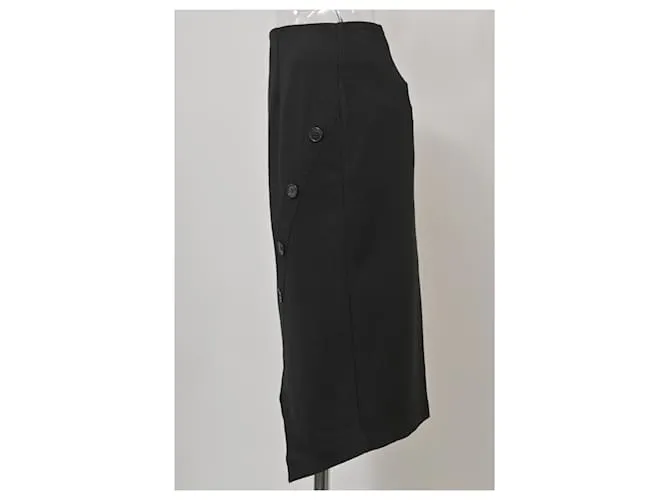Falda de tubo midi asimétrica de lana negra de Iris & Ink Negro 