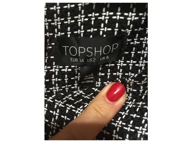 Mini vestido TOPSHOP Negro Blanco Gris Gris antracita 