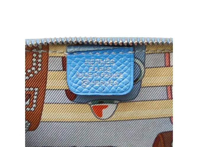 Monedero de cuero azul Silk'in de Hermès 