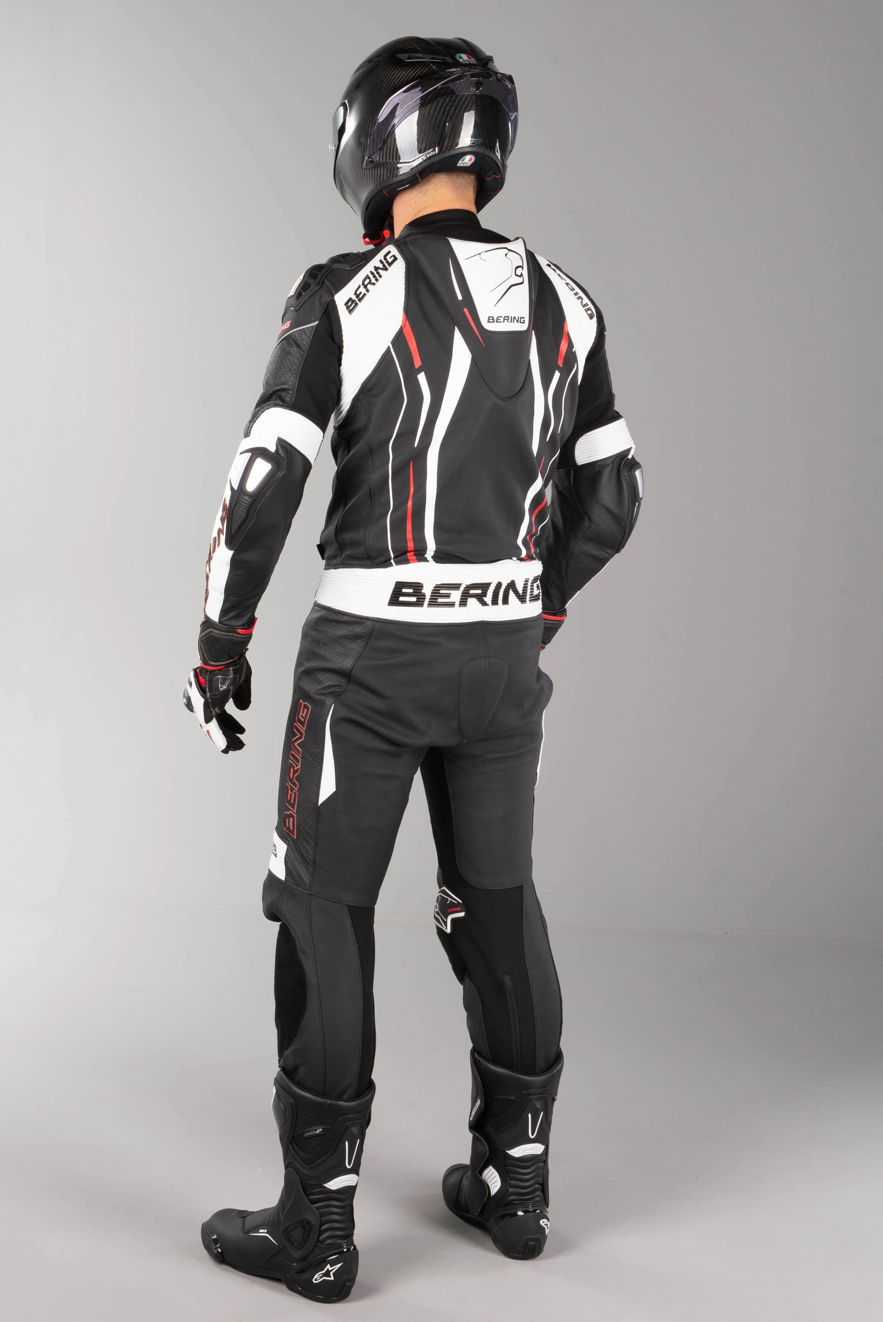 Mono de cuero Bering Ultimat-R Negro-Blanco-Rojo