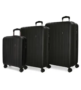 MOVOM JUEGO DE MALETAS MOVOM WOOD RÍGIDO NEGRO -40X55X20CM / 45X65X28CM / 52X75X33CM-