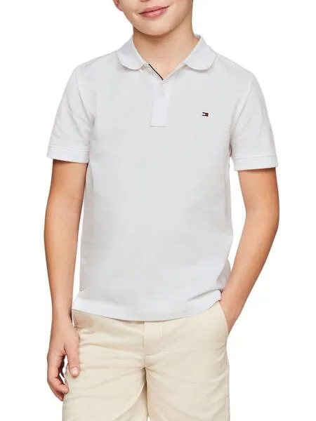 Polo Tommy Hilfiger Flag Blanco Para Niño