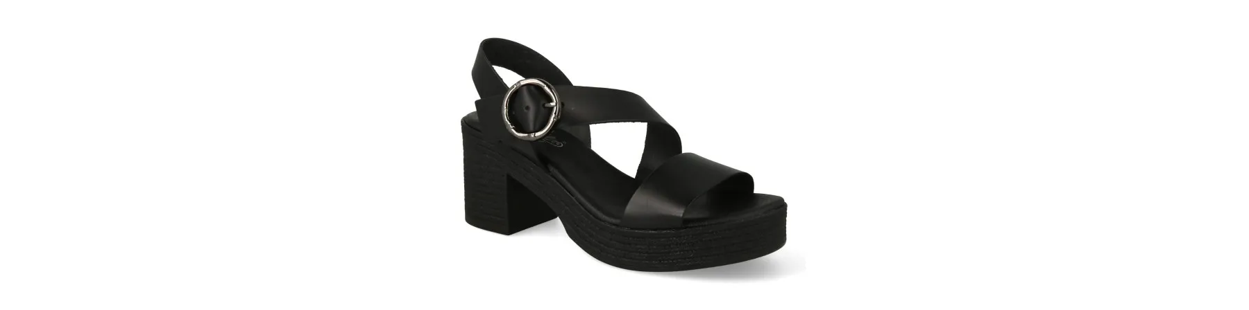 SANDALIAS TACON COMODAS MUJER NEGRAS MOD. JANE NE