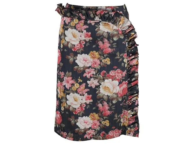 Simone Rocha Falda tubo con volantes en poliéster con estampado floral Negro 