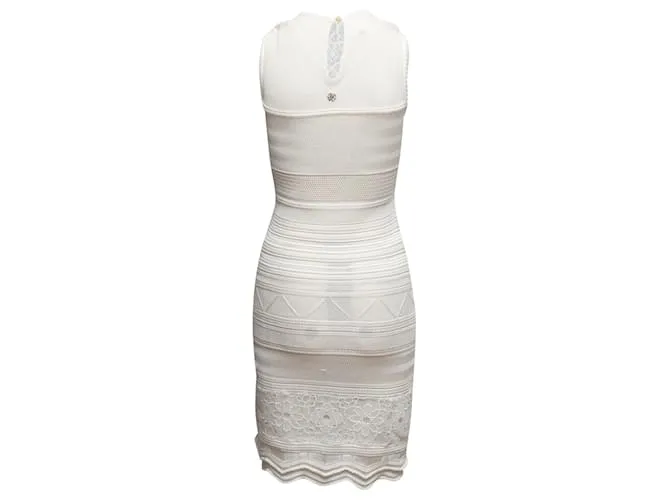 Vestido ajustado sin mangas de punto blanco de Roberto Cavalli Talla IT 40 