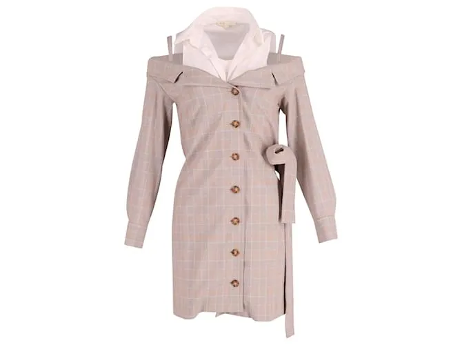 Vestido camisero Maje trompe-l'oeil en poliéster beige Castaño 