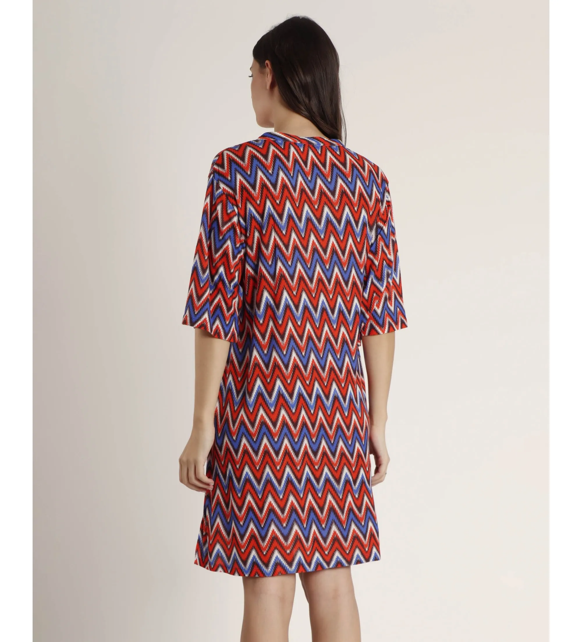 Vestido Manga Corta Ethnic Waves multicolor