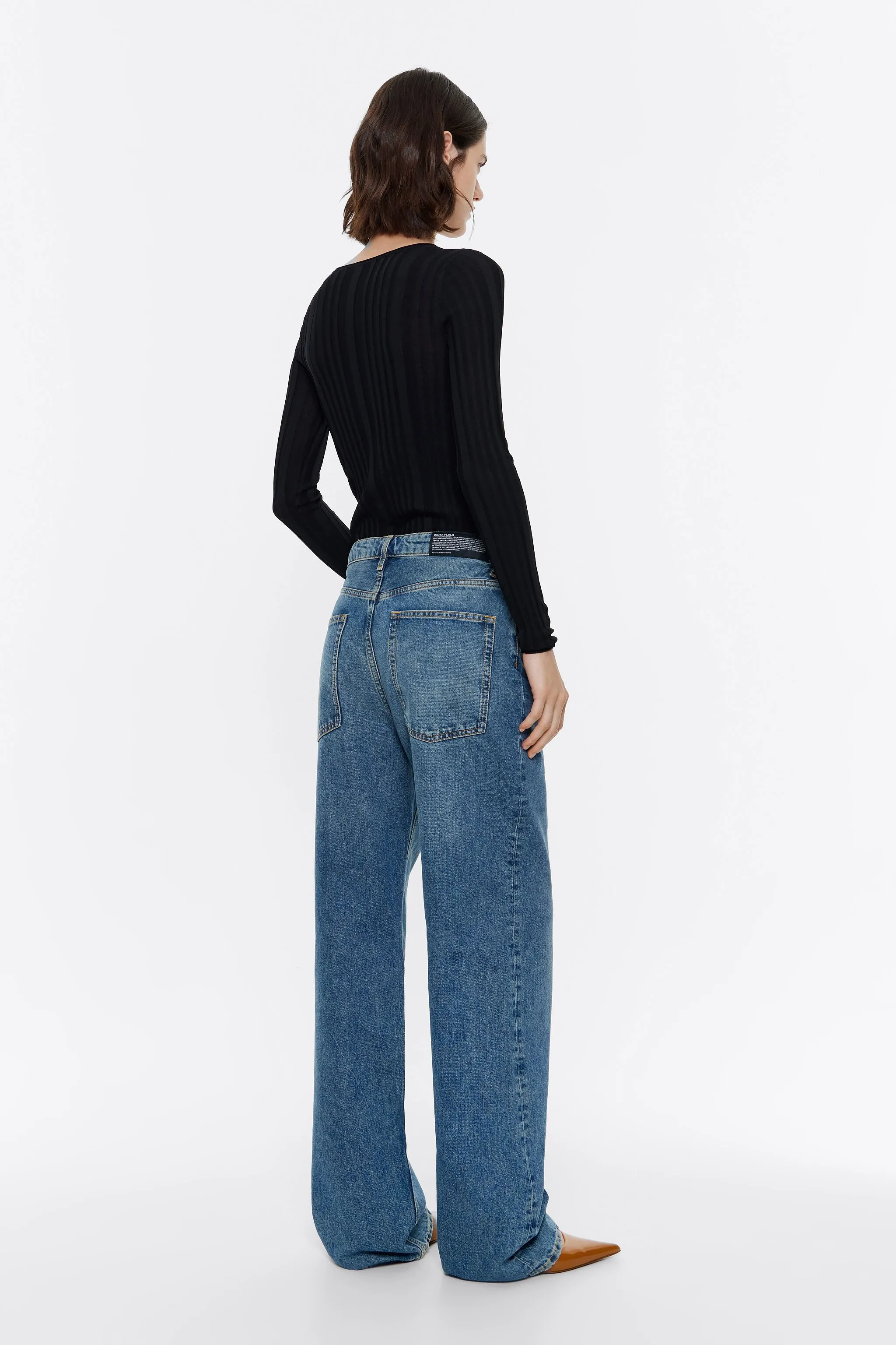 WIDE LEG - Vaquero azul denim