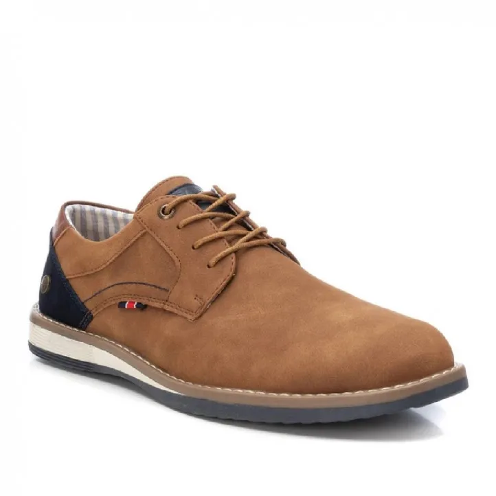Zapatos vestir Xti camel con panel trasero azul de antelina