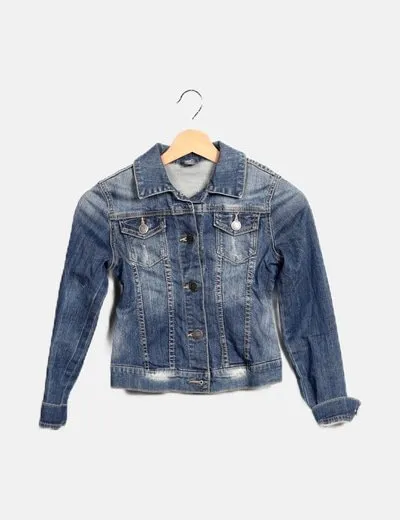Zara Chaqueta denim básica azul